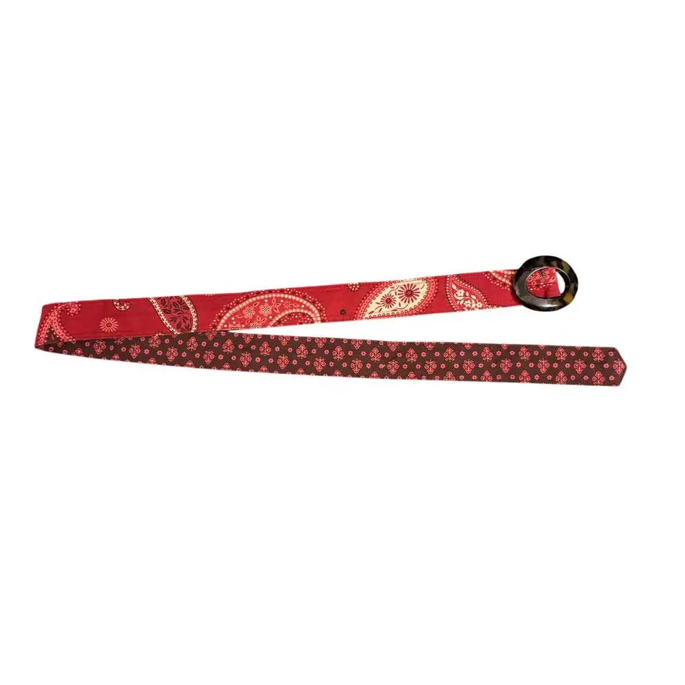 Vera Bradley Fabric D-Ring Belt Preppy Maroon Red Pink Adjustable